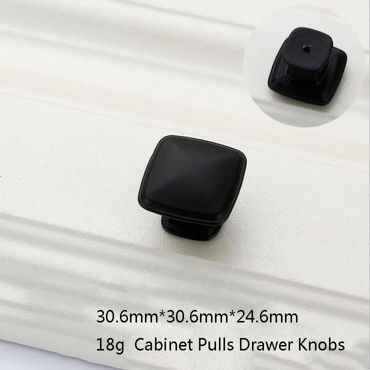  Square Black Cabinet Pulls Drawer Knobs Vintage Cabinet Aluminum Alloy Handle