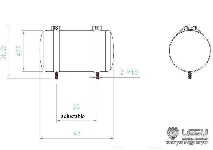 Metal LESU Upgraded Rear Air Tank for 1/14 Tamiya DIY RC Tractor Truck Car Model