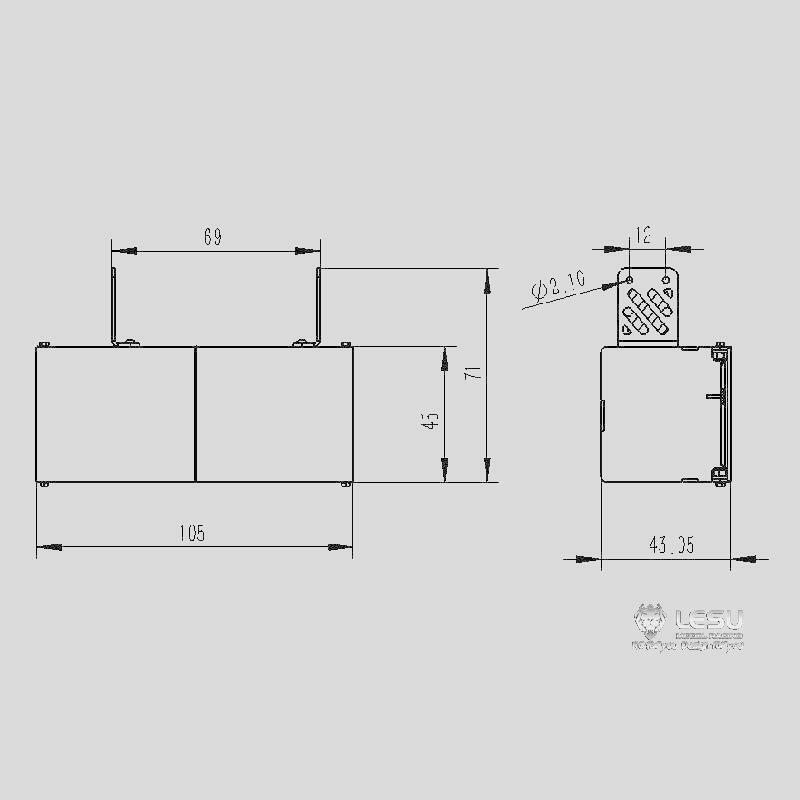 US Stock LESU RC 1/14 Scale Tractor Truck Hinol700 Spare Part Metal Tool Box