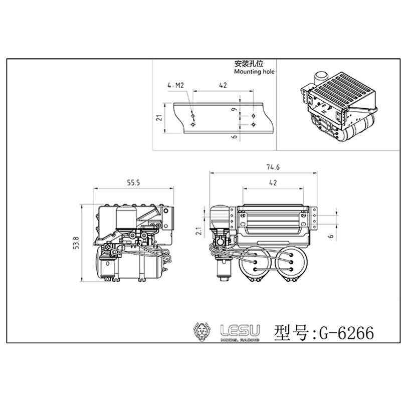 LESU Metal Battery Tank Equipment Box For 1/14 RC  FE VM Tractor Truck